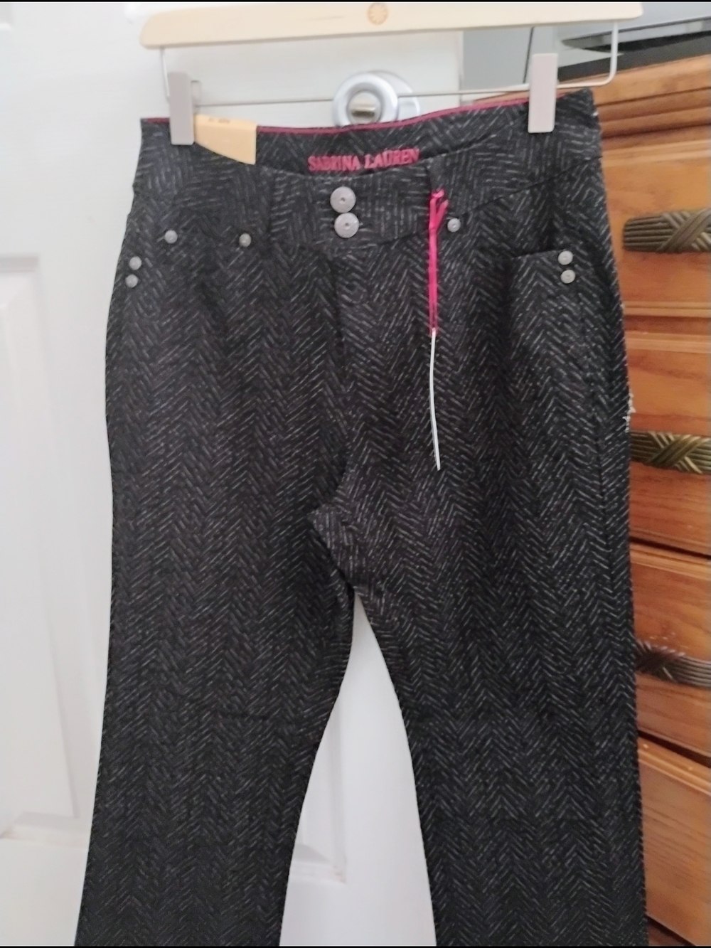 Skinny Jeans - Black Herringbone Skinny Jeans by Sabrina Lauren